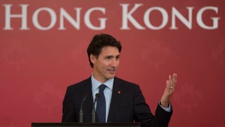 Canadian Prime Minister Justin Trudeau delivers the keynote address to the Canadian Chamber of Commerce in Hong Kong luncheon in Hong Kong, Tuesday Sept. 6, 2016. Justin Trudeau China Hong Kong