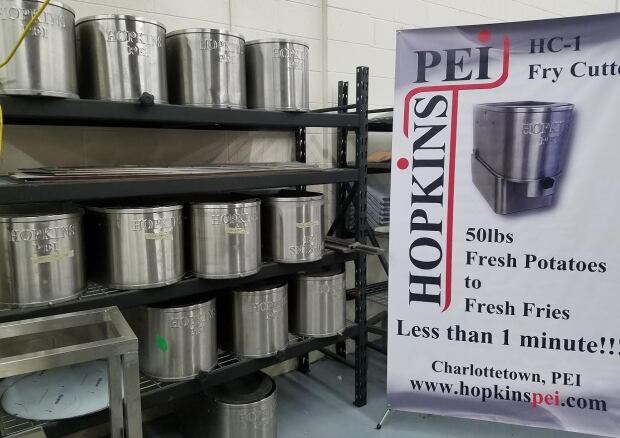 Hopkins PEI french fry cutters on the shelf