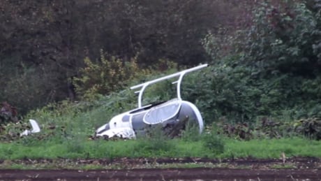 A small 'experimental' helicopter was forced to make an emergency landing in a farmer's field Sept. 24. The couple inside escaped uninjured. Langley experimental helicopter crash Sept 24