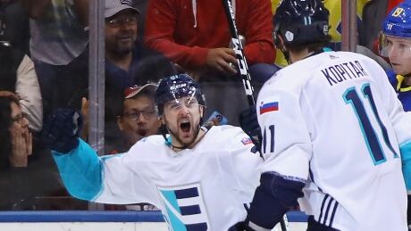 Tomas Tatar, left, scored in overtime to lead Europe past Sweden. Tomas Tatar OT winner