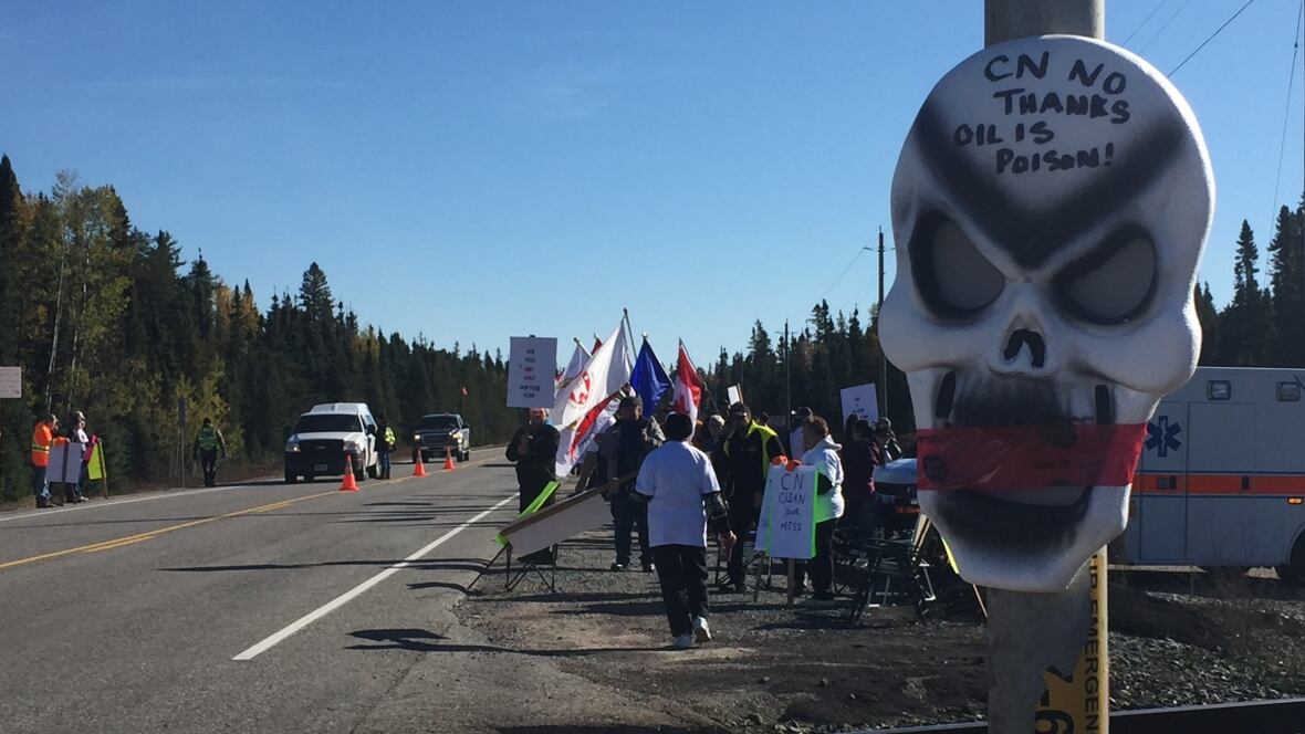 More than 100 people gather along highway 144 to protest Gogama