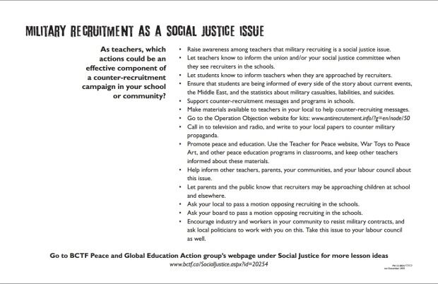 BCTF pulls controversial online counter-military recruitment poster Social-justice-poster-2