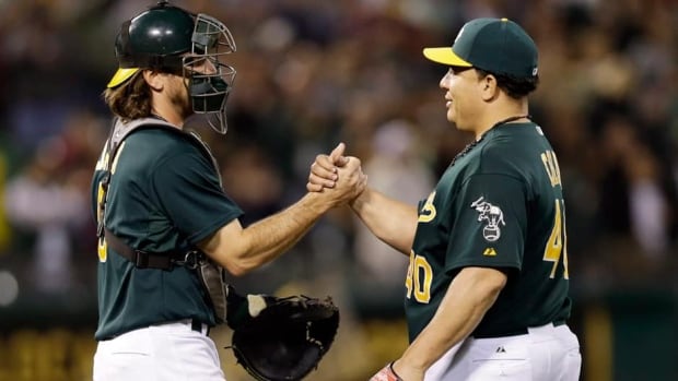 Oakland Athletics starting pitcher Bartolo Colon, left, is off to a superb start this season to the tune of a 7-2 record with a 3.14 earned-run average.