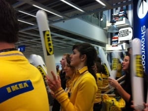Ikea staff welcome shoppers