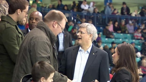 Prime Minister Stephen Harper appeared to be enjoying himself at the Saskatoon Blades game last night.