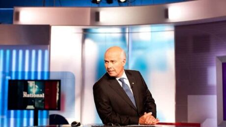 Peter Mansbridge on the set of The National. Mansbridge will join some top CBC personalities for a panel in Winnipeg on May 17 as part of The National in Conversation series. At work