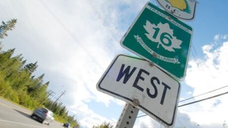 Highway 16, West of Prince George UNBC Studying Hitchhiking
