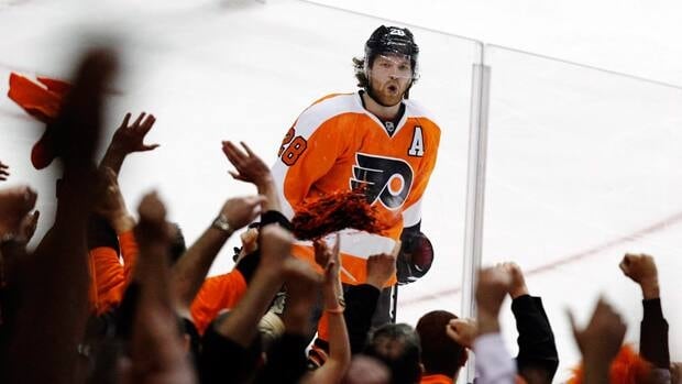 Philadelphia Flyers centre Claude Giroux, shown in this file photo, was suspended for one game on Monday by the NHL.