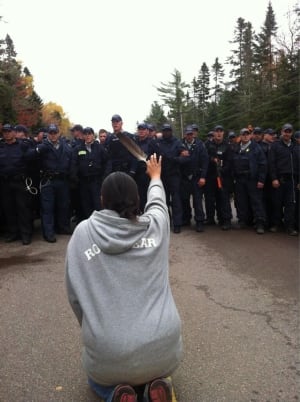 Rexton, N.B., protest photo from APTN video journalist