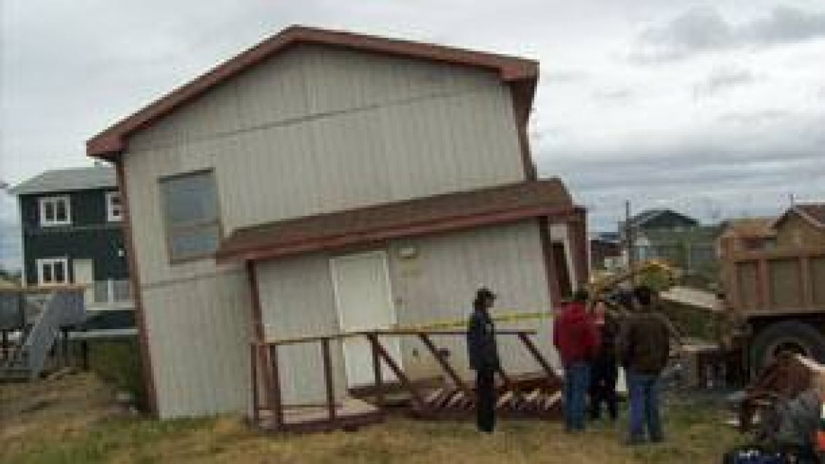 Inuvik house tips from pilings North CBC News
