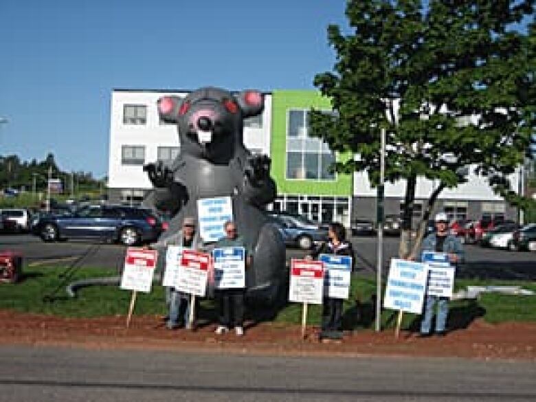 Giant inflatable rat ordered removed from picket line CBC News