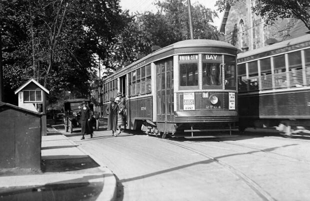 Bay streetcar rides on Bloor Street in 1925