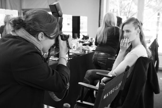 Backstage to get shoots of model's nails for Essie Canada.