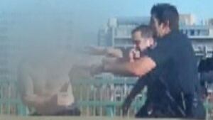 Cambie Street Bridge police takedown video still