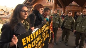 Protest at retreat