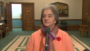 Lorraine Michael speaks to reporters on October 29, 2013