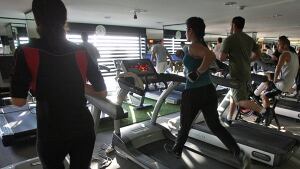 Running on a treadmill