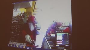 Justin Wiseman in an armed robbery surveillance video