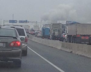 Smoke billowing near scene of Highway 401 and Weston Road fire