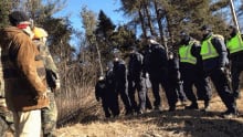 An anti-shale gas protest closed Hwy 11 near Rexton on Nov. 29, 2013