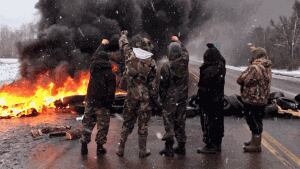 Shale gas protesters block Highway 11 near Rexton again on Dec. 4.