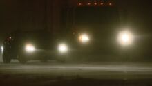 Winnipeg winter storm at night
