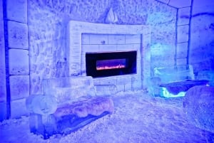 snow village montreal fireplace