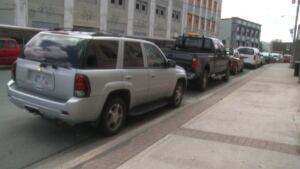 Parked cars on Duckworth Street in St. John's