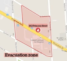 Kingston fire Wednesday evacuation zone crane danger