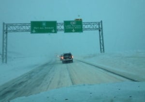 Poor visibility in snowstorm outside Corner Brook