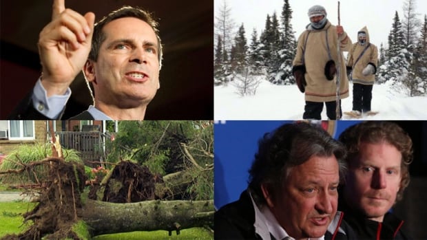 Clockwise from top left: Dalton McGuinty steps down, a group of Cree walkers step forth, Eugene Melnyk tries to dig deeper and trees in Petawawa take a fall.