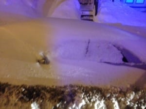 Snowbound car