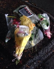 Flowers and messages left for Julie Paskall at Newton Arena