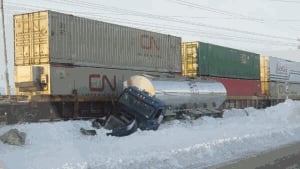 A train hit a tractor trailer in Sackville Jan. 2
