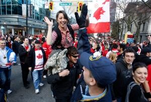 Olympic crowds downtown Vancouver