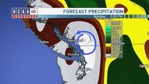 Up to 100 mm of B.C. South Coast rain over the next 7 days