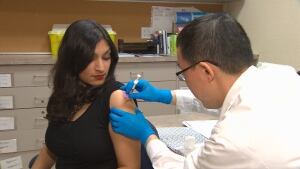 CBC's Farrah Merali gets a flu shot, Jan. 11, 2014