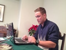 Carson Shields at computer