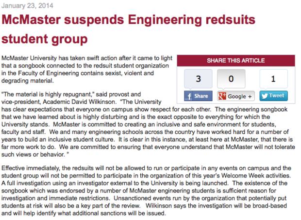 McMaster Redsuits suspension