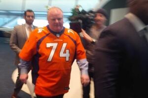 Rob Ford arrives in Broncos jersey