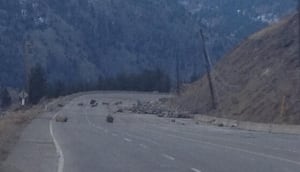 Highway 3 rock slide - Tuesday photo