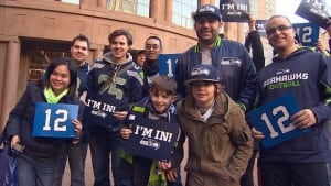Seahawks fans in Vancouver raise 12th Man flags