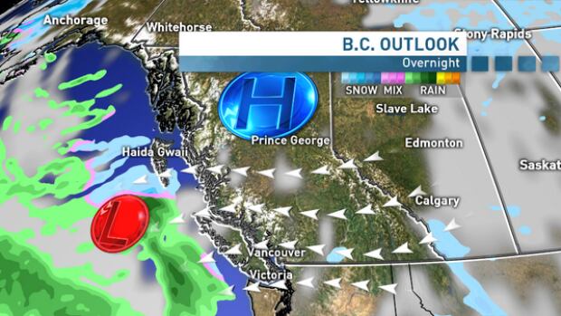 Arctic ridge - cold air across B.C. West Coast