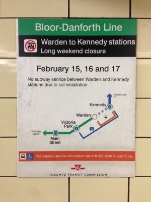 Bloor Danforth closure on Family Day