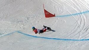 Maelle Ricker crashed twice during snowboard cross quarterfinal