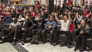 Hockey fans atrium