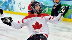 Greg Westlake celebrates after scoring on Norway