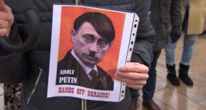 Ukranian rally - Hitler poster