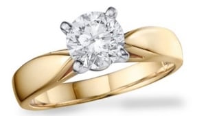 The stolen ring is a two-carat solitaire set in 14-karat yellow gold