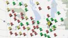 Map of sprinkler systems in Manitoba hospitals